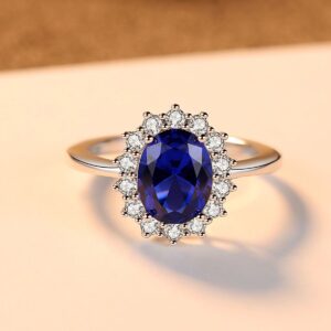 Elegant Princess Diana Inspired Emerald Ring – S925 Sterling Silver with Kashmir Blue Gemstone (17)