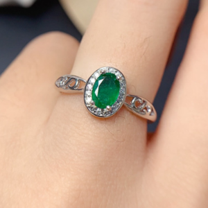 Natürlicher unbehandelter Superior Smaragd Diamant Verlobungsring (1)-1-1
