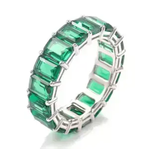 Elegant 925 Sterling Silver Women Emerald Cut Ring