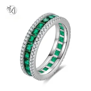 Elegant 925 Sterling Silver Eternity Band Gemstone Ring