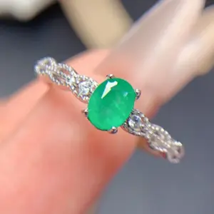 Emerald Engagement Ring for Women Oval Cut Emerald Ring