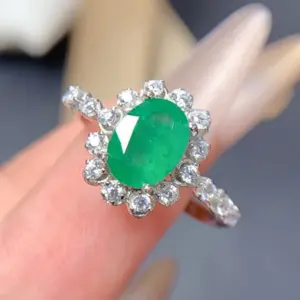 Emerald and Diamond Engagement Ring Real Emerald Cut Wedding Ring