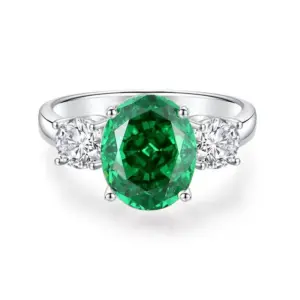 Exquisite 925 Sterling Silver Emerald Cut Diamond Ring
