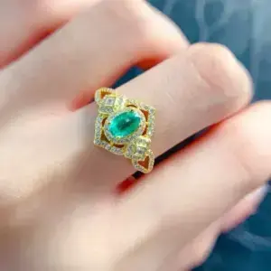 Natural Emerald Cut Engagement Rings Gold Statement Ring Women Ring