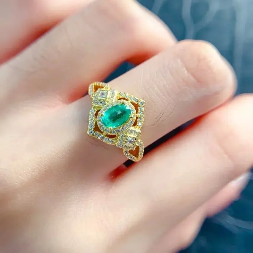 Natural Emerald Cut Engagement Rings Gold Statement Ring Women Ring