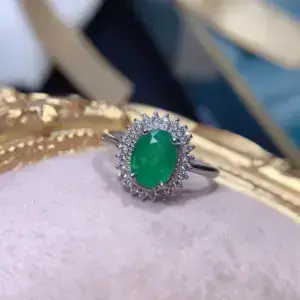 Natural Emerald Ring 925 Sterling Silver Emerald Wedding Rings