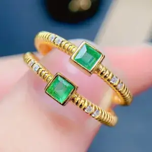 Natural Emerald Ring Gold Merald Engagement Ring Emerald Jewelry