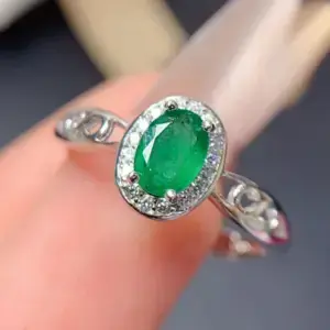 Oval Cut Emerald Wedding Ring Natural Emerald Engagement Ring