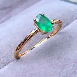 Oval Emerald Cut Ring Real Emerald Birthstone Ring Perfect Gift for Her