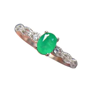 Emerald Engagement Ring for Women Oval Cut Emerald Ring — white background