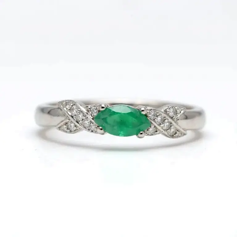 Marquise cut emerald ring — Marquise Shape Natural Emerald Ring Gift For Her