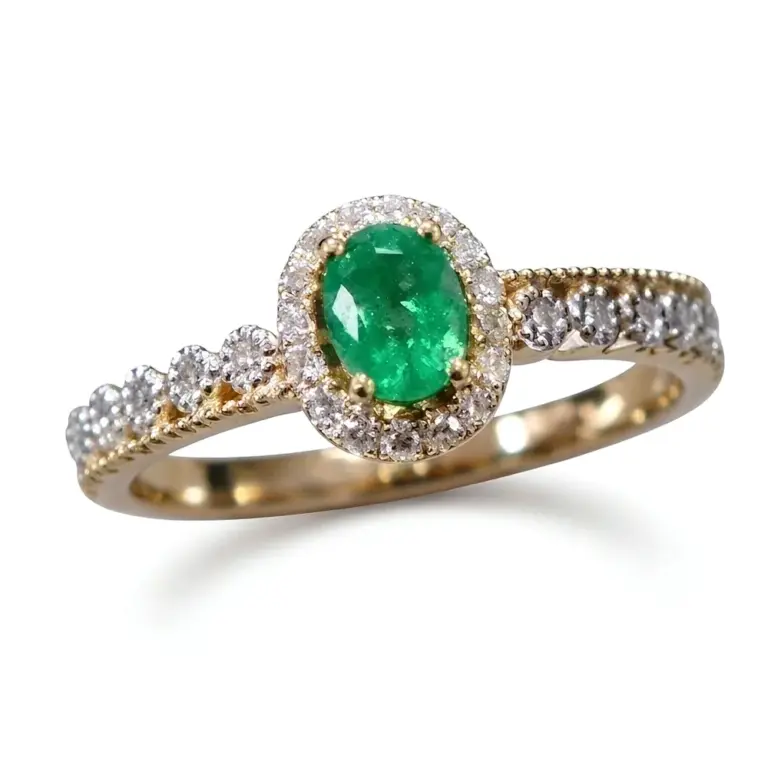 Emerald Gold Ring Classic Solitaire Emerald Diamond Emerald Ring — emerald ring