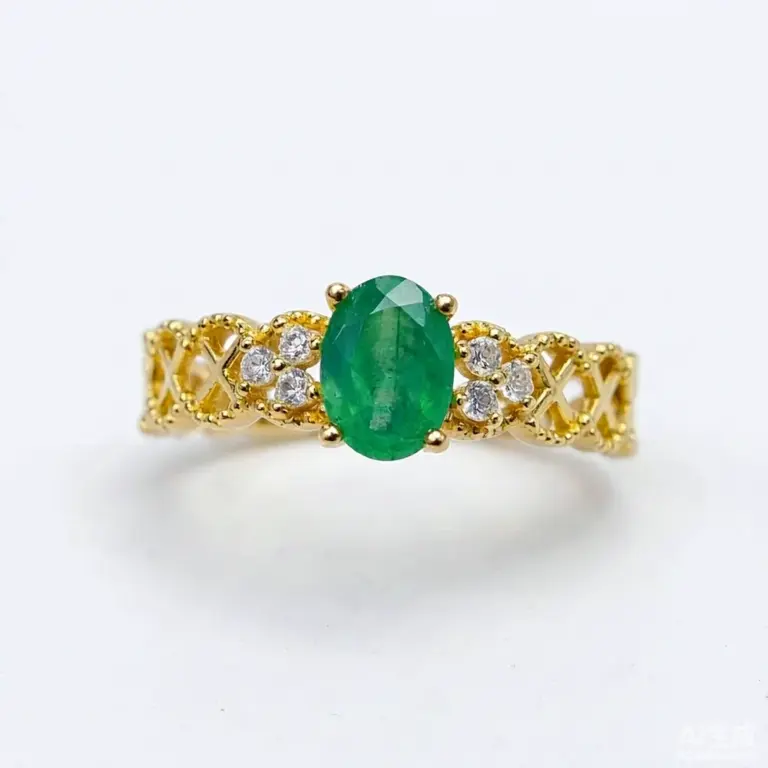 Gold Diamond Natural Emerald Ring For Women Jewelry Gift — emerald ring