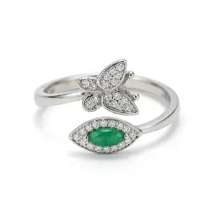 Emerald Engagement Rings For Women Natural Marquise Emerald Ring Jewelry Gift — white background