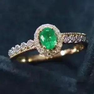Emerald Gold Ring Classic Solitaire Emerald Diamond Emerald Ring